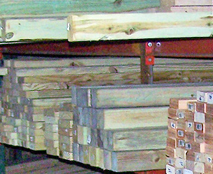 Stacks of dimensional lumber in various sizes