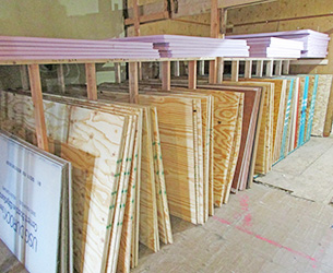 A row of plywood 